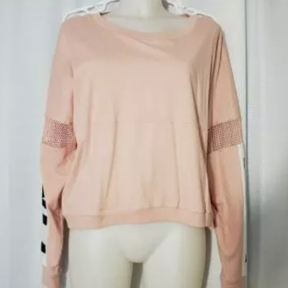 New VICTORIA'S SECRET VARSITY MESH CROPPED CREW L - Picture 2 of 3